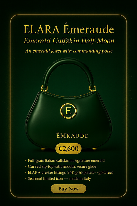 ELARA Émeraude — Emerald Calfskin Half-Moon