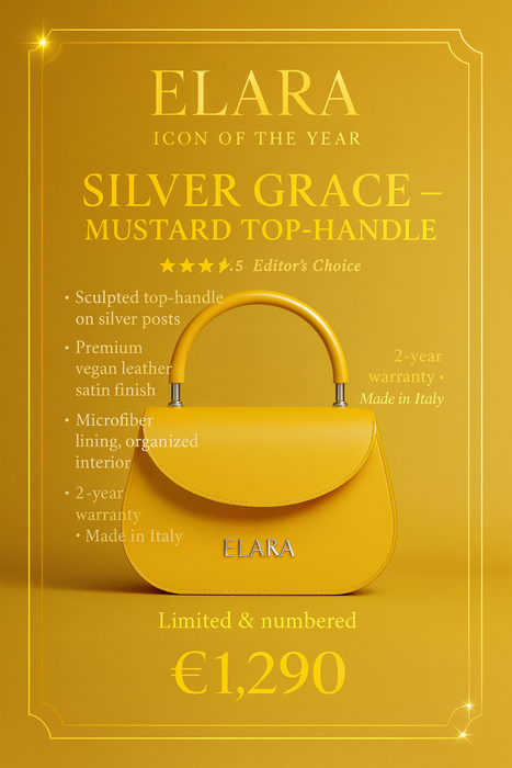 ELARA Silver Grace — Mustard Top-Handle