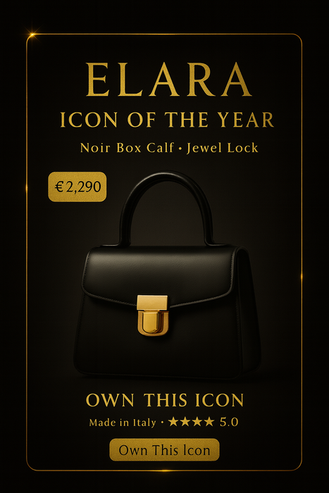 ELARA — Noir Box Calf, Jewel Lock