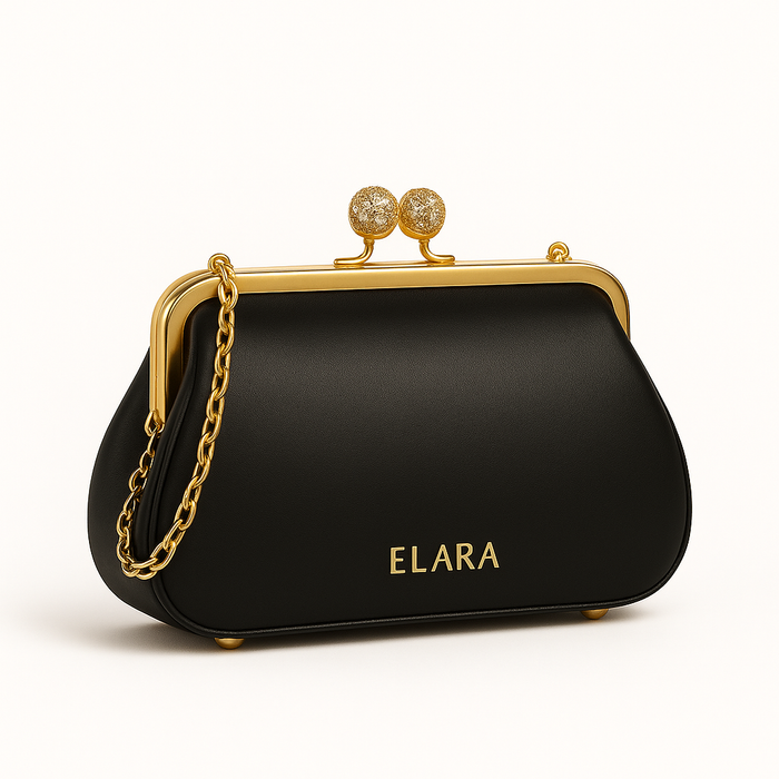 ELARA Gala Minaudière&nbsp;19 — Noir, Crystal Kiss-Lock