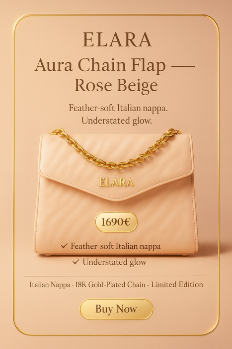 ELARA Aura Chain Flap — Rose Beige