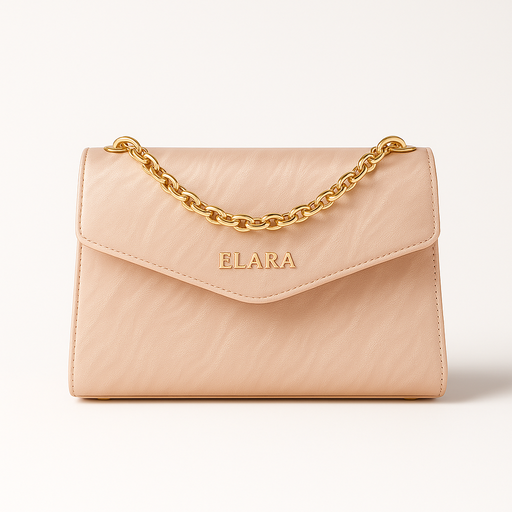 ELARA Aura Chain Flap — Rose Beige