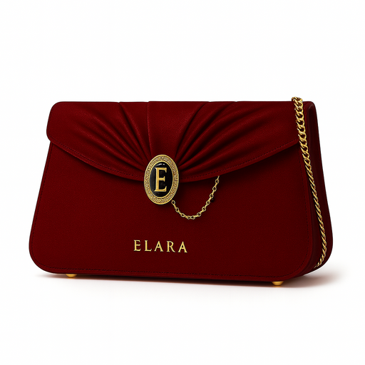 ELARA — Crimson Drapé Medallion Baguette