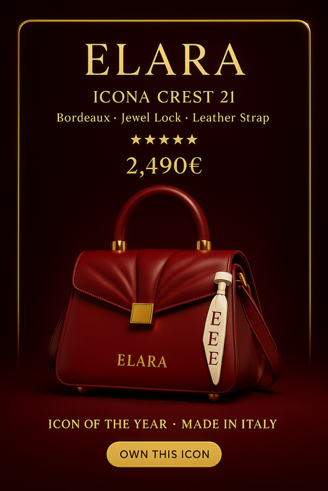 ELARA Icona Crest 21 — Bordeaux, Jewel Lock, Leather Strap