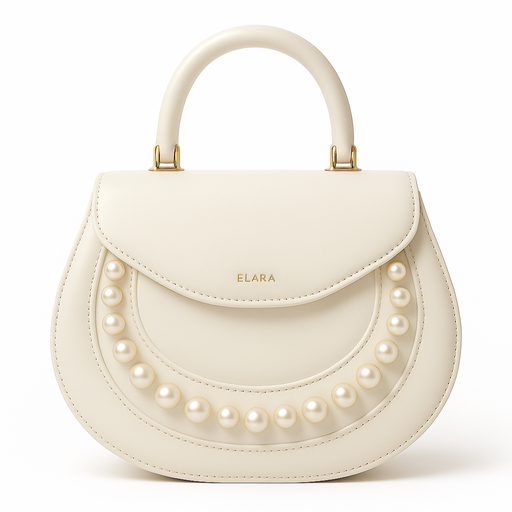 ELARA Perla Avorio – Ivory Calfskin with White Pearl Garland
