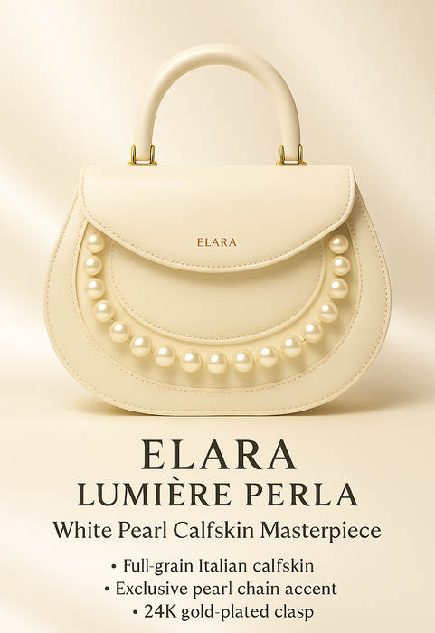 ELARA Perla Avorio – Ivory Calfskin with White Pearl Garland