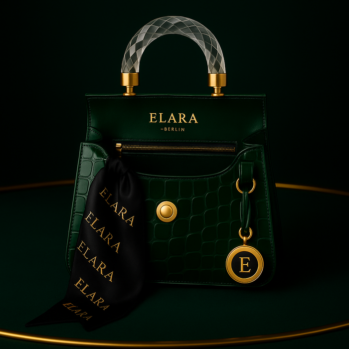 ELARA Émeraude 22 — Porosus Crocodile · Rock Crystal Handle